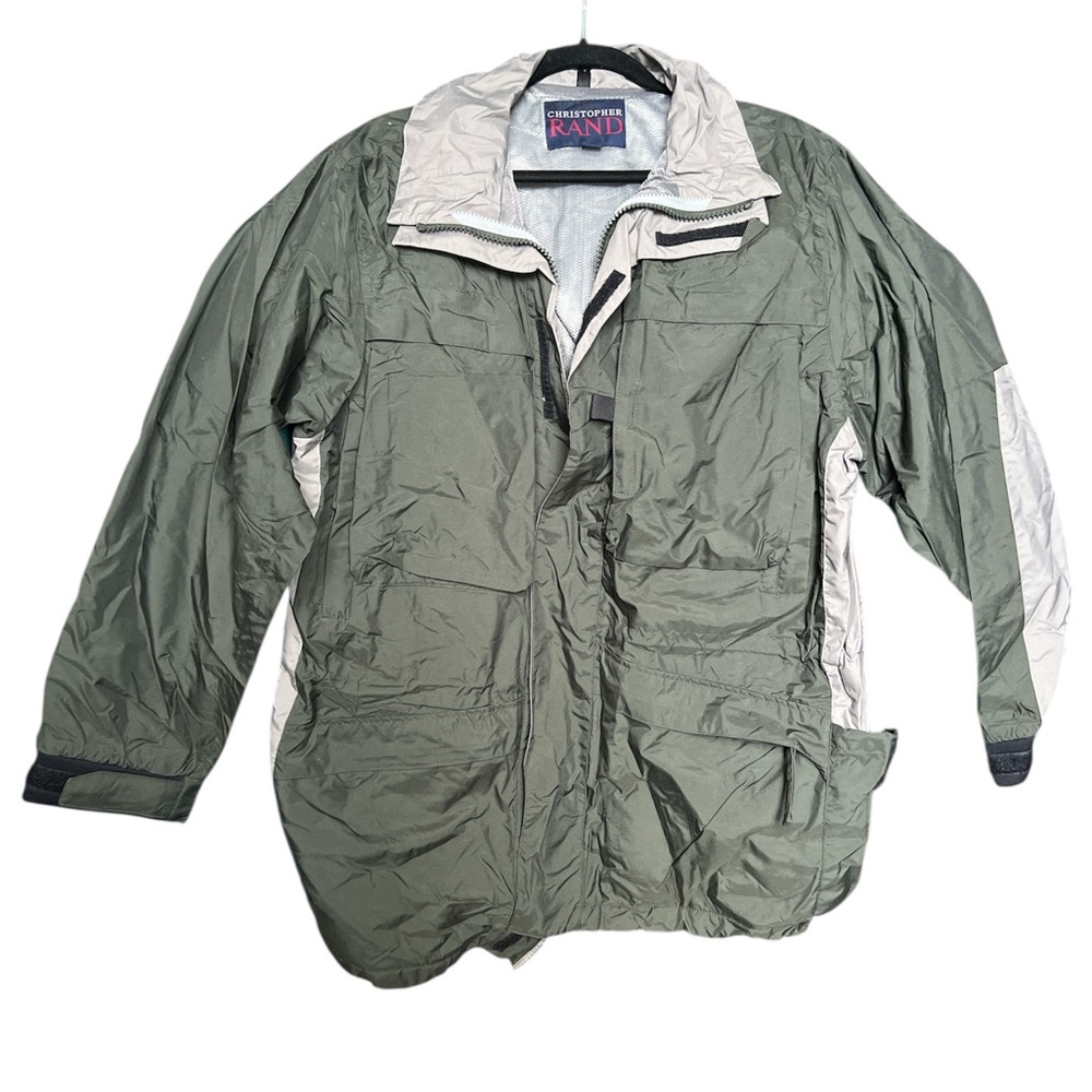 Christopher Rand Green Raincoat with Adjustable Cuffs size Medium